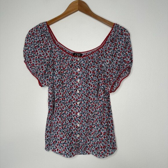 NWT J Crew Cap Sleeve Top Size M Poppy Crepe de Chine - Picture 1 of 9